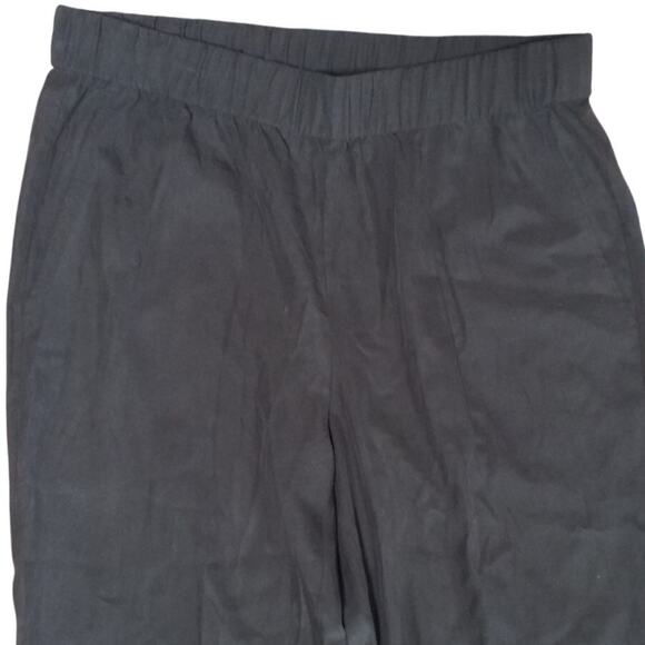 Eileen Fisher Womens Size Medium Elastic Waist Dress Pants Pockets Black Pull On - Picture 2 of 7